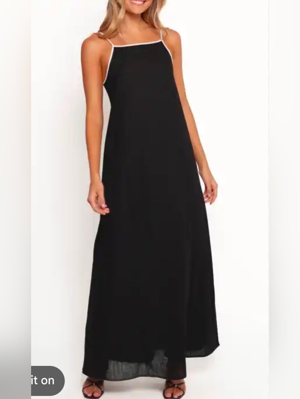 NWOT Petal & Pup Ciel Black With Contrast Straps Slip Maxi Dress